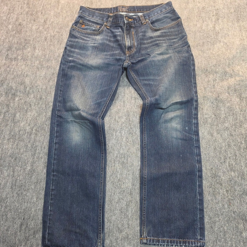 Original Penguin Munsingwear Mens Straight Leg Jeans Dark Wash Blue 33x27